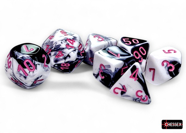 7-Die Polyhedral Set Black-White/Pink